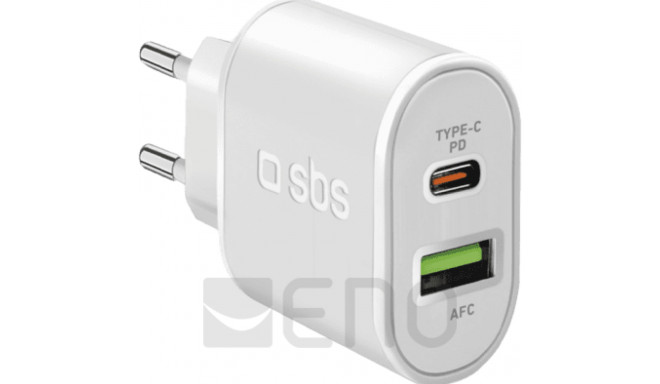 SBS PD Reiselader 20W USB/USB-C weiß