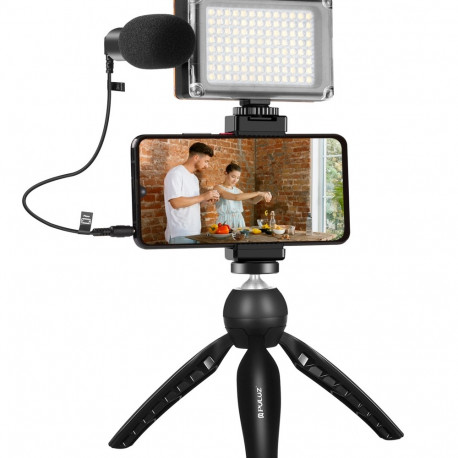 Puluz live recording set tripod + LED light + microphone + phone clip PKT3132B