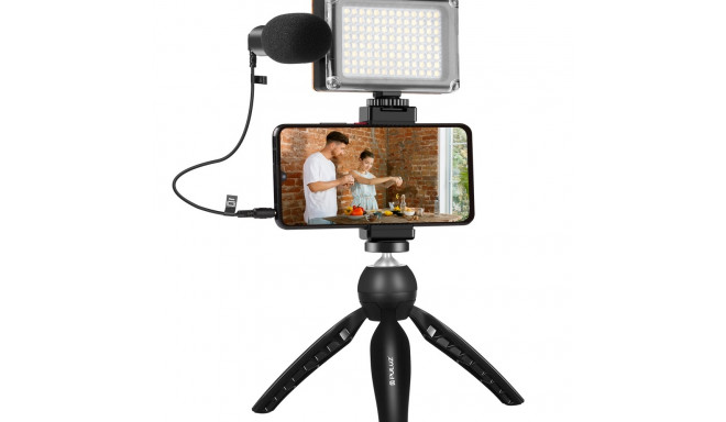 Puluz live recording set tripod + LED light + microphone + phone clip PKT3132B