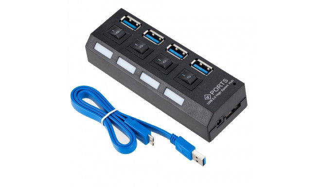 Roger AD15653 USB 3.0 Hub - Splitter 4 x USB 3.0 / 5 Gbps With Separate On / Off Buttons
