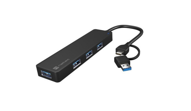 USB-C 3.0 jaotur 4-port Mayfly must + adapter
