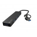 USB-C 3.0 Hub 4-Port Mayfly black + adapter