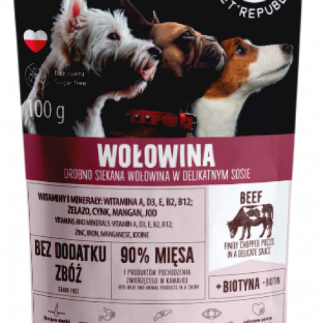 PET REPUBLIC Mini peeneks hakitud veiselihaga märg koeratoit 100 g
