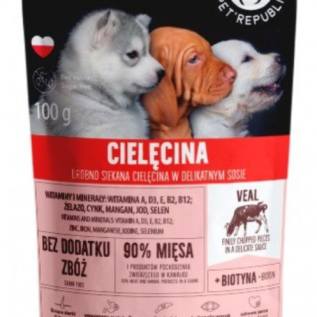 PET REPUBLIC Junior Finely chopped veal - Wet dog food - 100 g