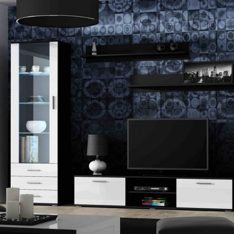 SOHO 4 komplekt (RTV180 kapp + 2x S1 kapp + riiulid) must/valge läikiv