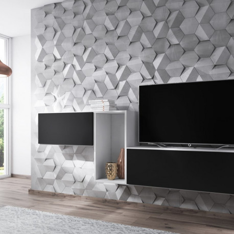 Cama elutoa mööblikomplekt ROCO 11 (RO1+RO3+RO4) valge/valge/must