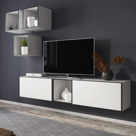 Cama elutoa mööblikomplekt ROCO 8 (2xRO3 + 4xRO6) valge/must/valge