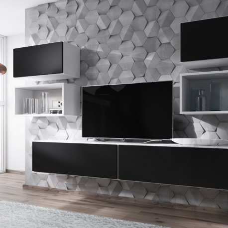 Cama elutoa mööblikomplekt ROCO 3 (2xRO3+2xRO4+2xRO1) valge/valge/must