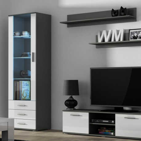 SOHO 7 komplekt (RTV140 kapp + S1 kapp + riiulid) hall / valge läikiv