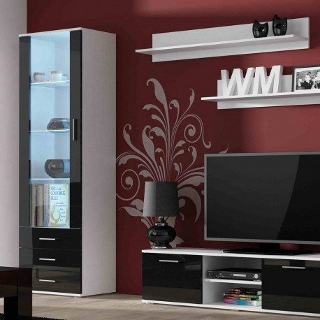 SOHO 7 komplekt (RTV140 kapp + S1 kapp + riiulid) valge / must läikiv