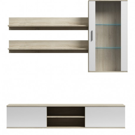 SOHO 5 komplekt (RTV180 kapp + seinamoodul + riiulid) sonoma tamm / läikiv valge