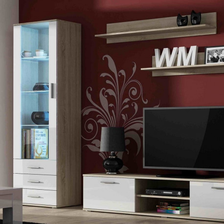 SOHO 1 komplekt (RTV180 kapp + S1 kapp + riiulid) sonoma tamm / valge läikiv