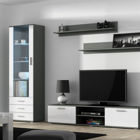 SOHO 1 komplekt (RTV180 kapp + S1 kapp + riiulid) läikiv hall/valge