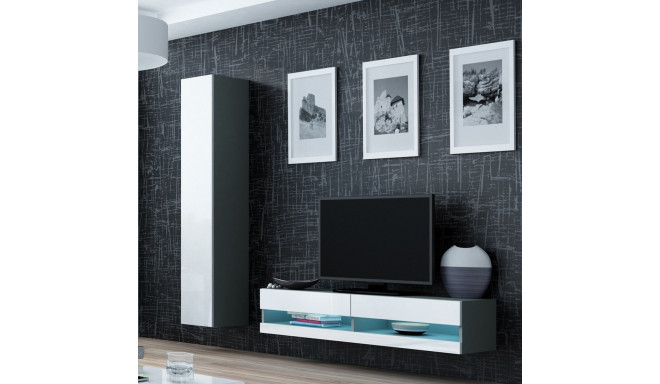 Cama Living room cabinet set VIGO NEW 13 grey/white gloss