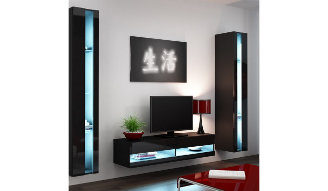 Cama Living room cabinet set VIGO NEW 12 black/black gloss