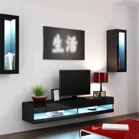 Cama Living room cabinet set VIGO NEW 11 black/black gloss