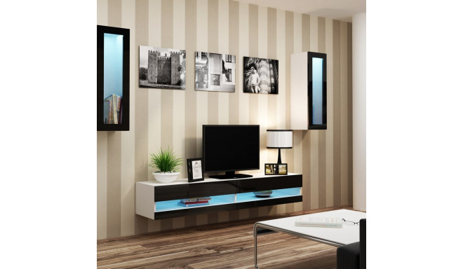 Cama Living room cabinet set VIGO NEW 11 white/black gloss