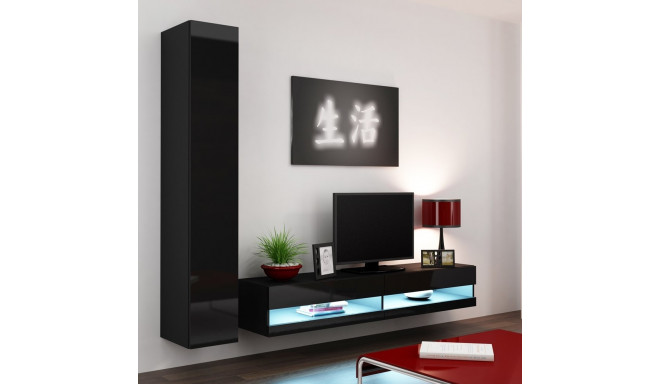 Cama Living room cabinet set VIGO NEW 9 black/black gloss