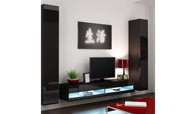 Cama Living room cabinet set VIGO NEW 4 black/black gloss