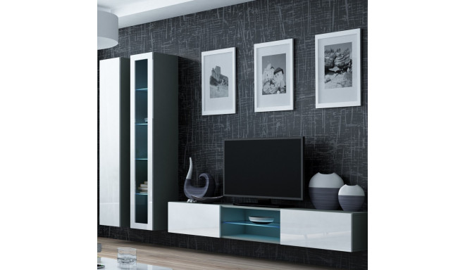 Cama Living room cabinet set VIGO 17 grey/white gloss