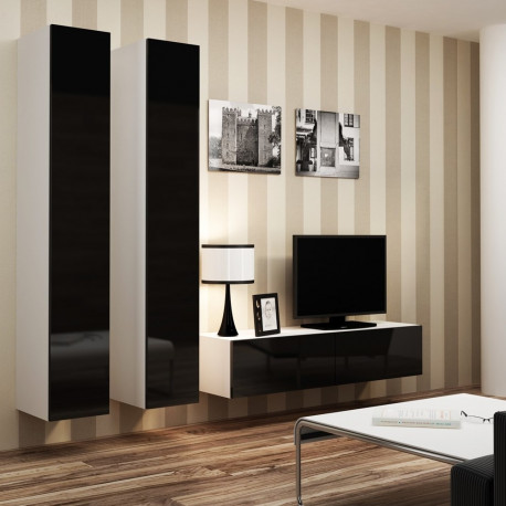 Cama Living room cabinet set VIGO 9 white/black gloss
