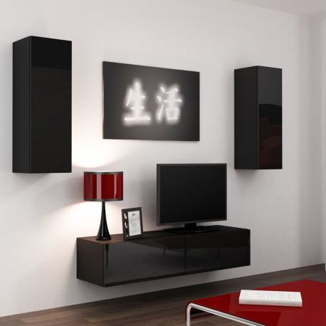 Cama Living room cabinet set VIGO 7 black/black gloss