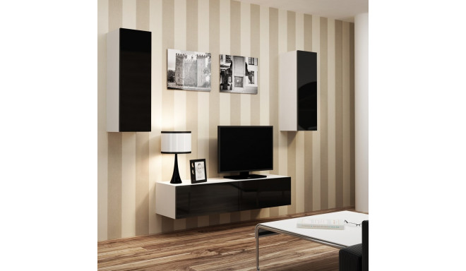 Cama Living room cabinet set VIGO 7 white/black gloss