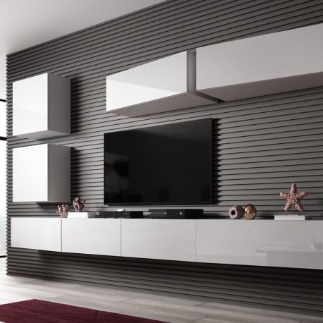 Cama Living room cabinet set VIGO SLANT 5 white/white gloss