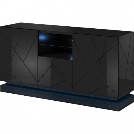 Chest of drawers QIU 2D1K 150x41.5x75 black gloss/black gloss