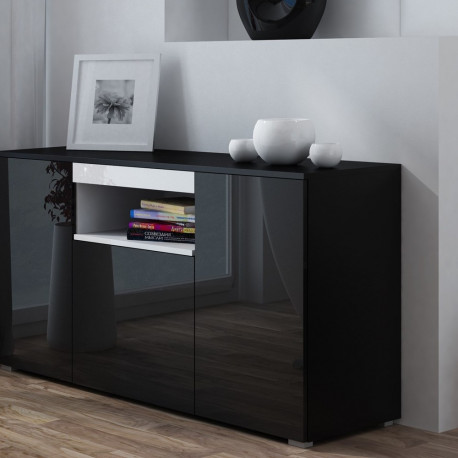 Cama VIVA 150 must/must läikiv + valge kummut