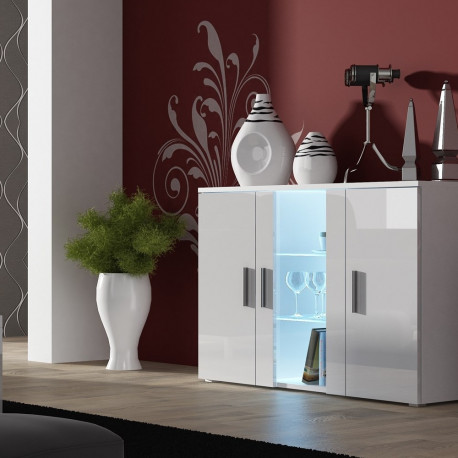 Cama SOHO S7 120 cm valge/valge läikiv kummut