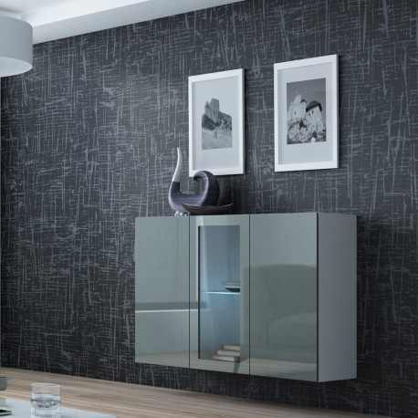 Cama VIGO 90/120/38 valge/hall läikiv kummut