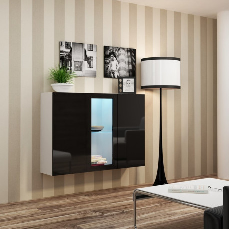 Cama VIGO 90/120/38 valge/must läikiv kummut