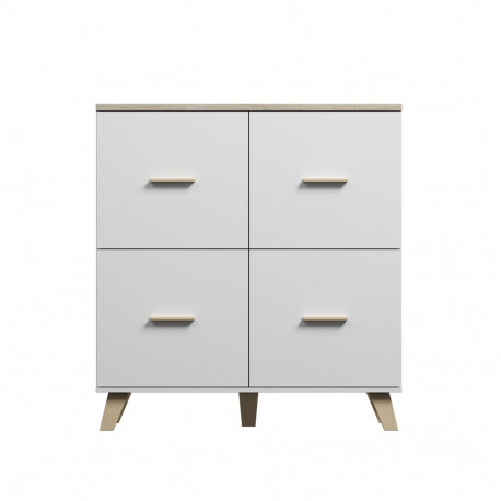 Cama kummut LOTTA 110 4D valge + sonoma tamm
