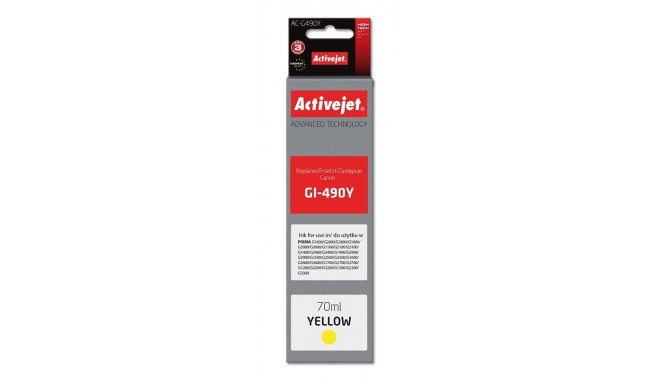 Activejet AC-G490Y tindikassett (asendus Canon GI-490Y; Supreme; 70 ml; 7000 lehekülge, kollane)