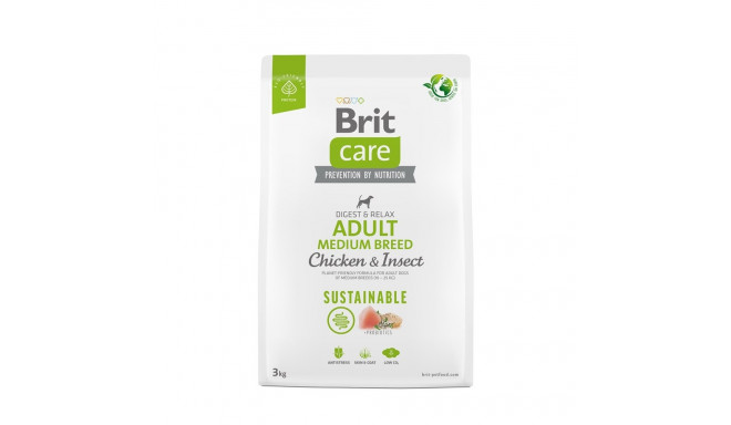 BRIT Care Dog Sustainable Adult Medium Breed kana ja putukatega kuiv koeratoit 3 kg