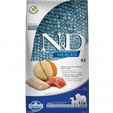 FARMINA N&D Ocean Dog Salmon, Cod, Cantaloupe, Melon Adult Medium&Maxi - dry dog food - 12 kg