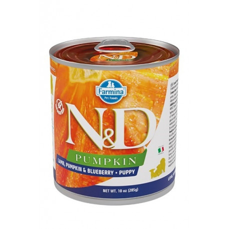 FARMINA N&D koer lambaliha kõrvitsa ja mustikaga kutsikas 285g