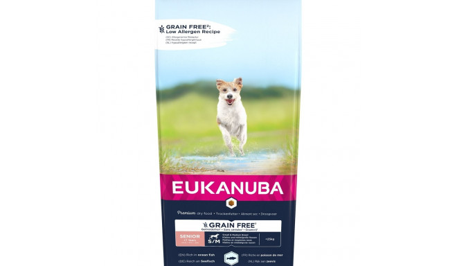 EUKANUBA teraviljavaba seenior väikese/keskmise tõu ookeanikala kuiv koeratoit 12 kg