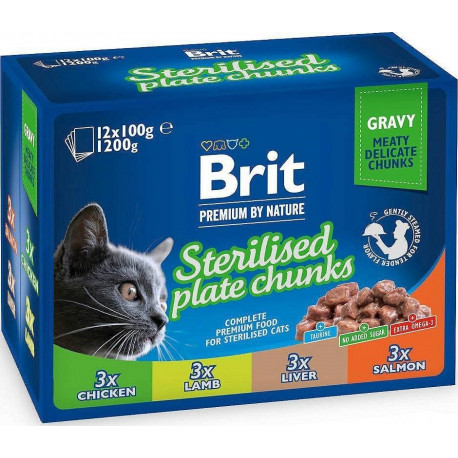 BRIT Premium Cat Sterilised Plate märg kassitoit 12x100g