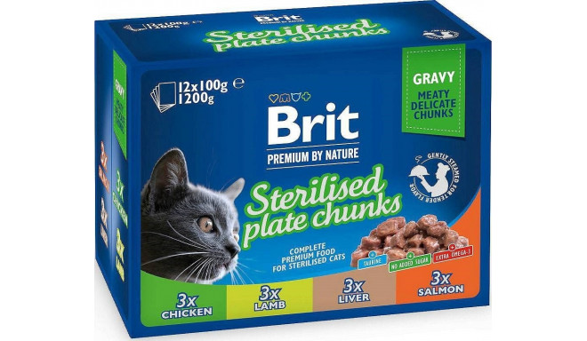 BRIT Premium Cat Sterilised Plate - wet cat food - 12x100g