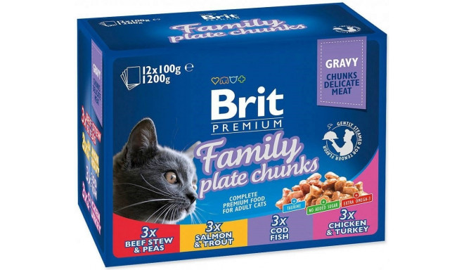 BRIT Cat Pouches Family Plate - wet cat food - 12 x 100g