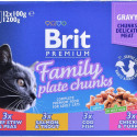 BRIT Cat Pouches Family Plate - wet cat food - 12 x 100g