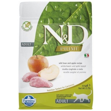 FARMINA N&D Prime täiskasvanud kass metssiga ja õun kuiv kassitoit 300 g