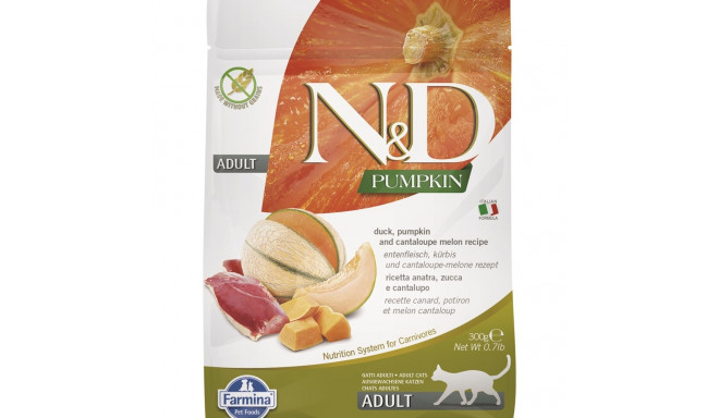 FARMINA N&D Pumpkin kass pardiliha ja cantaloupe meloniga täiskasvanud kuiv kassitoit 300 g