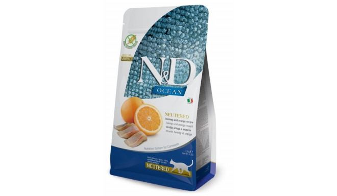 Dry cat food - FARMINA N&D CAT OCEAN HERRING&ORANGE NEUTERED 300g