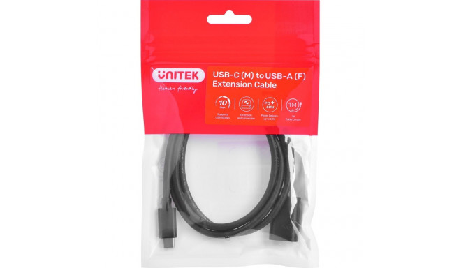 Kaabliadapter Unitek (C476BK-1M) USB-C (M) - USB-A (F) 10Gbps 60 W