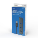 Savio AK-57 USB-A - 3 x USB-A HUB with RJ-45 Gigabit Ethernet adapter 5000 Mbit/s grey USB 3.2 Gen 1