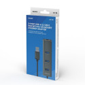 Savio AK-57 USB-A - 3 x USB-A HUB with RJ-45 Gigabit Ethernet adapter 5000 Mbit/s grey USB 3.2 Gen 1