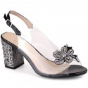 Transparent sandals with zircons S.Barski W OLI222A, black (37)